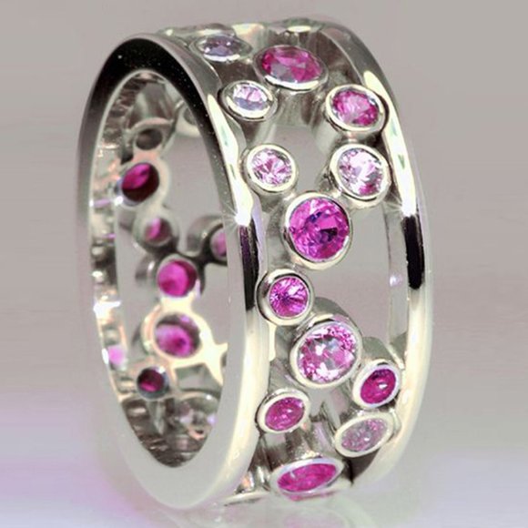 Jewelry - Double Layer Unique Hollow Women Colorful Silver Rings for Women, PD201